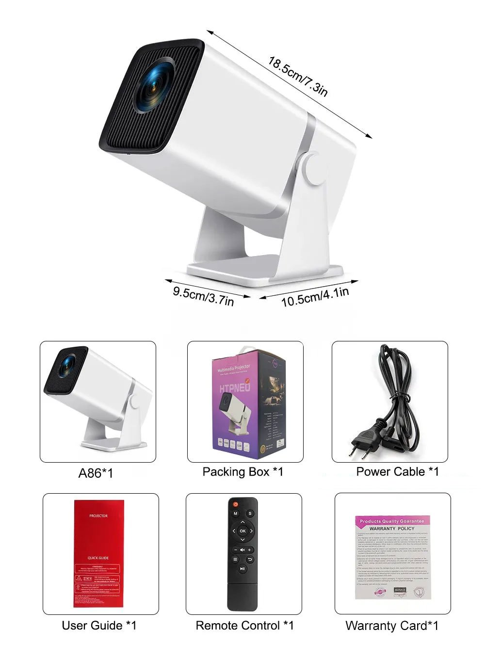 HTPNEO A86 Android Smart Wireless Projector - Image 4