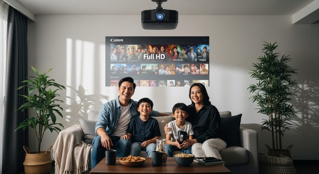 projektor full HD ruang tamu