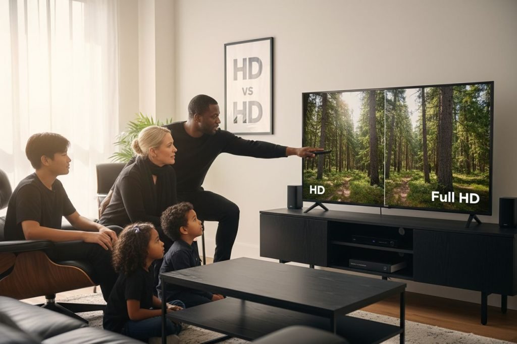 HD vs Full HD family room