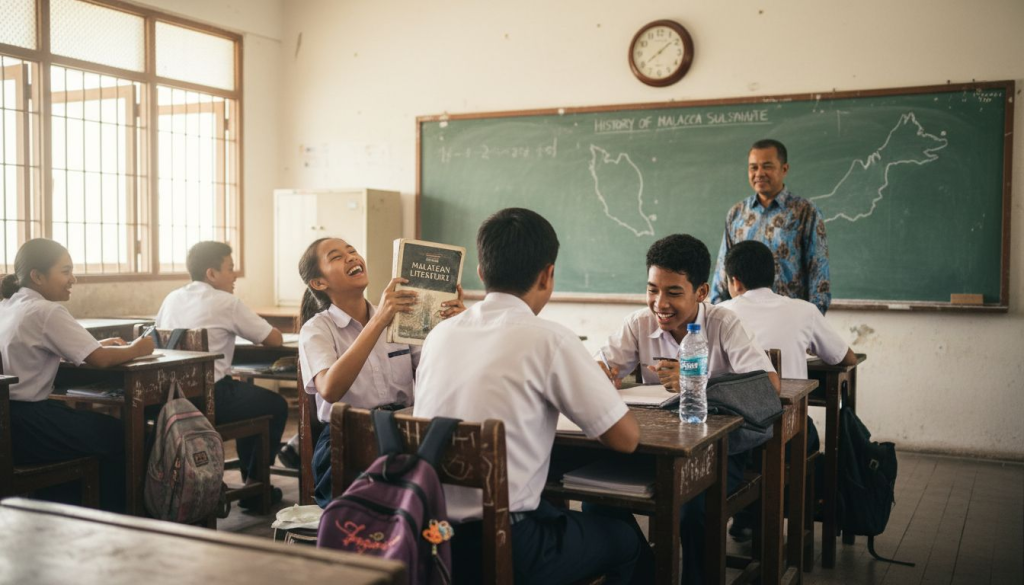 Malaysian students actively engaged in classroom